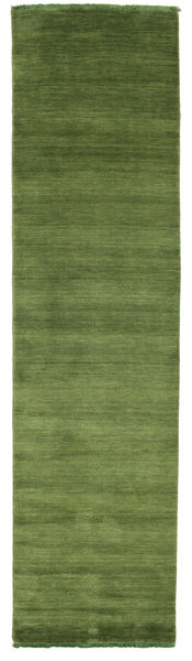  ハンドルーム Fringes - グリーン 絨毯 80X300 モダン 廊下 カーペット ホワイト/クリーム色 (ウール, インド)