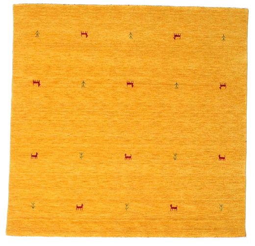  ギャッベ ルーム Two Lines - 黄色 絨毯 200X200 モダン 正方形 黄色/ホワイト/クリーム色 (ウール, インド)