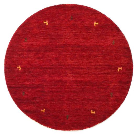  ギャッベ ルーム Two Lines - 赤 絨毯 Ø 150 モダン ラウンド 赤/深紅色の (ウール, インド)