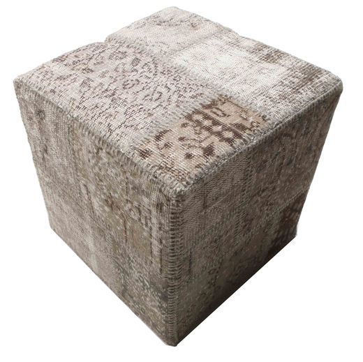  パッチワーク Stool Ottoman 絨毯 50X50 オリエンタル 手織り 正方形 薄い灰色/濃いグレー (ウール, トルコ)