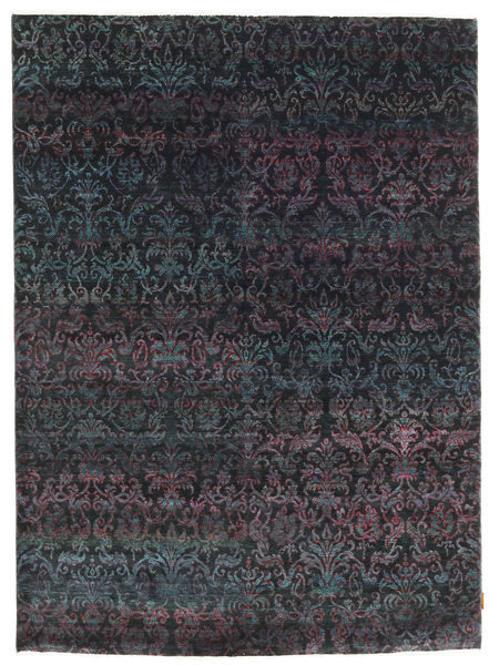  Sari ピュア シルク 絨毯 177X243 モダン 手織り 濃いグレー/濃い紫 (絹, インド)