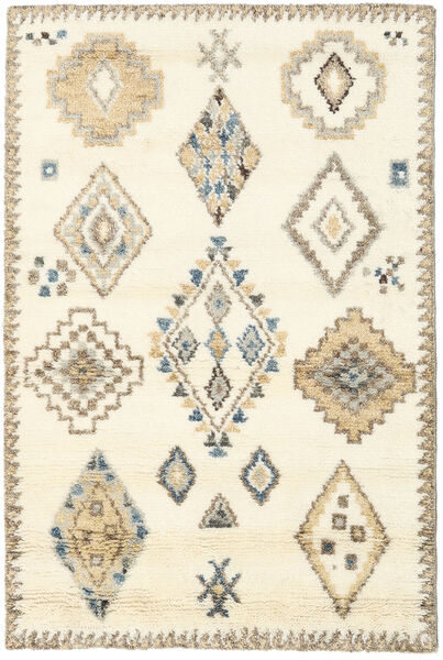  120X180 小 Berber インド 絨毯 - オフホワイト/ベージュ ウール, 
