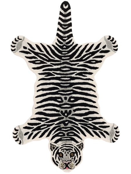  100X160 動物 キッズカーペット 小 Tiger 絨毯 - 白色 ウール, 