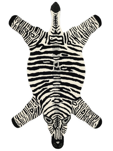  100X155 キッズカーペット 小 Zebra 絨毯 - 黒/白色 ウール, 