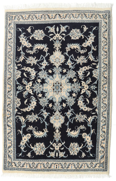  ナイン 絨毯 90X139 オリエンタル 手織り 黒/薄い灰色 (ウール, ペルシャ/イラン)
