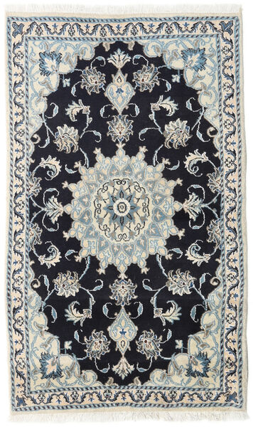  ナイン 絨毯 86X146 オリエンタル 手織り 紺色の/薄い灰色 (ウール, ペルシャ/イラン)