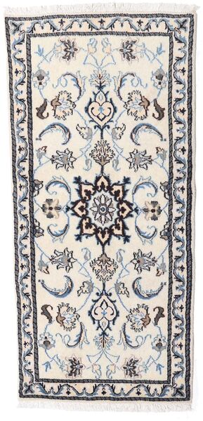 ナイン 絨毯 66X142 オリエンタル 手織り ホワイト/クリーム色/ベージュ (ウール, ペルシャ/イラン)