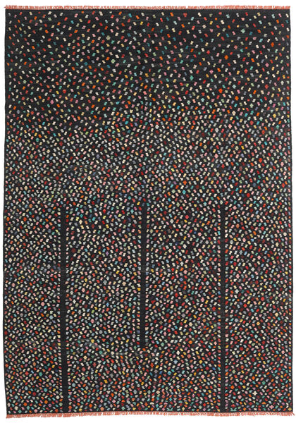  キリム モダン 絨毯 206X286 モダン 手織り 黒 (ウール, アフガニスタン)