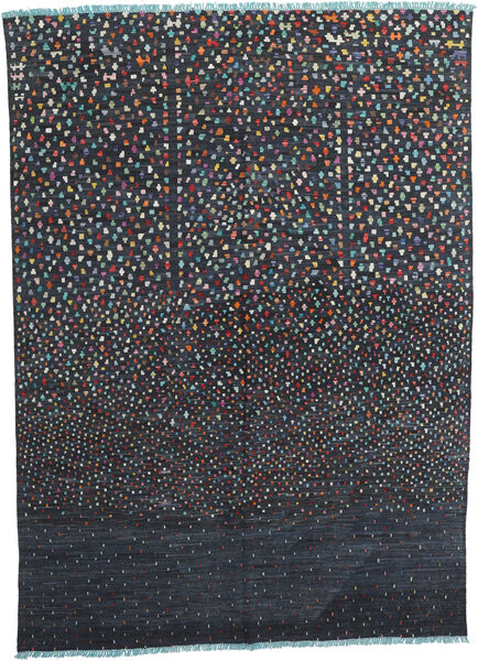  キリム モダン 絨毯 207X288 モダン 手織り 黒/紺色の (ウール, アフガニスタン)