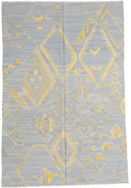  キリム モダン 絨毯 199X292 モダン 手織り 薄い灰色/黄色 (ウール, アフガニスタン)