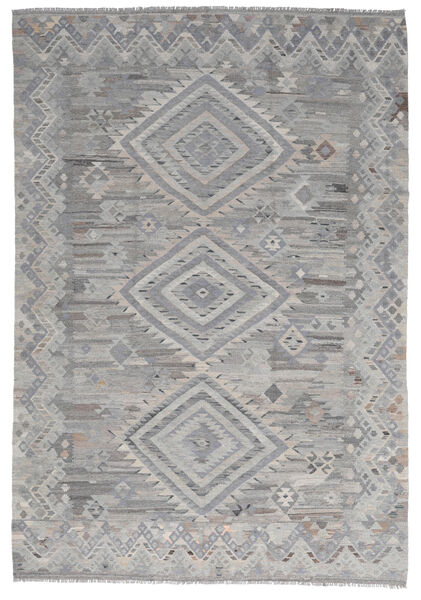  キリム Ariana 絨毯 205X292 モダン 手織り 薄い灰色/濃い茶色 (ウール, アフガニスタン)