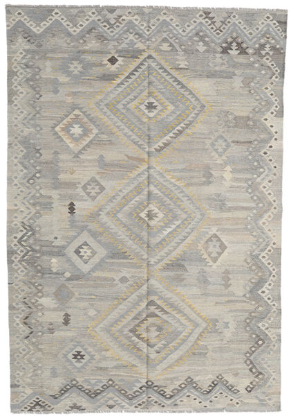  キリム モダン 絨毯 199X288 モダン 手織り 濃いグレー/オリーブ色 (ウール, アフガニスタン)