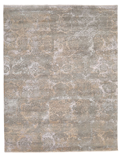  Damask インド 絨毯 244X308 モダン 手織り 薄い灰色 (ウール/バンブーシルク, インド)