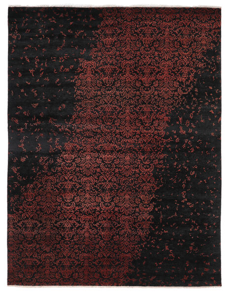  Damask インド 絨毯 237X305 モダン 手織り 黒/深紅色の (ウール/バンブーシルク, インド)