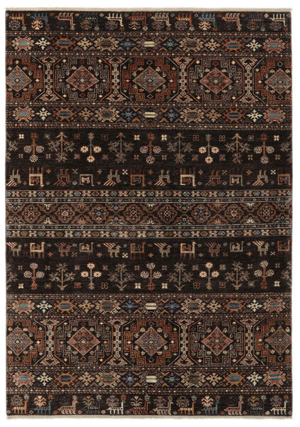  Shabargan 絨毯 179X252 オリエンタル 手織り 黒/濃い茶色 (ウール, アフガニスタン)