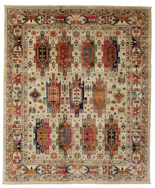  Shabargan Tribal 絨毯 249X301 オリエンタル 手織り 濃い茶色/オリーブ色 (ウール, アフガニスタン)