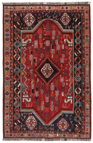 173X262 絨毯 カシュガイ 絨毯 オリエンタル 手織り 黒/深紅色の (ウール, ペルシャ/イラン)