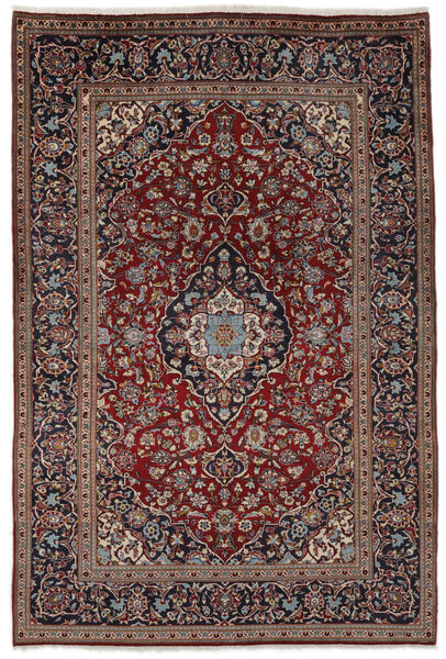  カシャン 絨毯 201X304 オリエンタル 手織り 黒/濃い茶色 (ウール, ペルシャ/イラン)