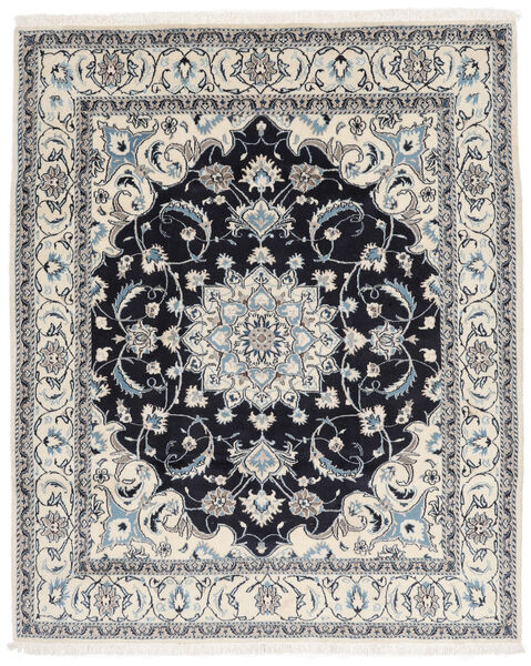  ナイン 絨毯 198X244 オリエンタル 手織り 黒/濃いグレー (ウール, ペルシャ/イラン)