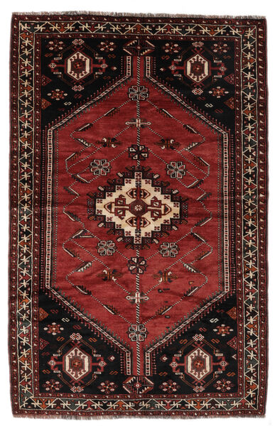 165X253 絨毯 シラーズ 絨毯 オリエンタル 手織り 黒/深紅色の (ウール, ペルシャ/イラン)