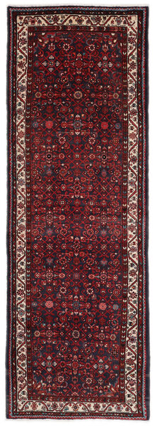 絨毯 ホセイナバード 絨毯 112X320 廊下 カーペット 黒/深紅色の (ウール, ペルシャ/イラン)