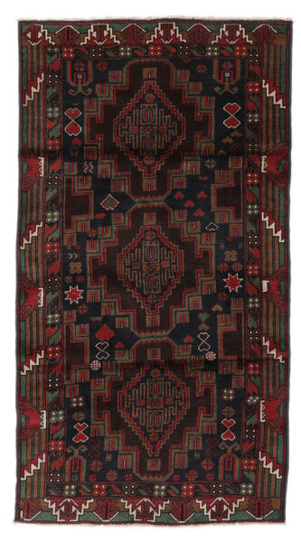 バルーチ 絨毯 106X195 オリエンタル 手織り 黒 (ウール, アフガニスタン)