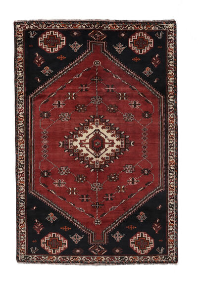 絨毯 シラーズ 絨毯 162X244 黒/深紅色の (ウール, ペルシャ/イラン)