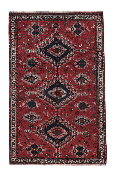 絨毯 ペルシャ シラーズ 絨毯 154X241 黒/深紅色の (ウール, ペルシャ/イラン)