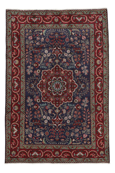 絨毯 タブリーズ 絨毯 205X298 黒/深紅色の (ウール, ペルシャ/イラン)