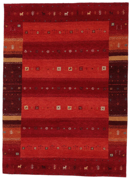  ギャッベ インド 絨毯 160X230 モダン 手織り 深紅色の/黒 (ウール, インド)