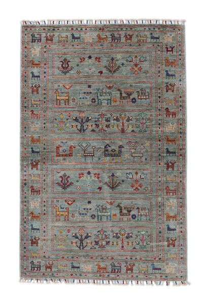 絨毯 Shabargan 絨毯 103X158 濃いグレー/深紅色の (ウール, アフガニスタン)