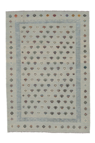  キリム Nimbaft 絨毯 201X290 モダン 手織り グリーン/濃いグレー (ウール, )