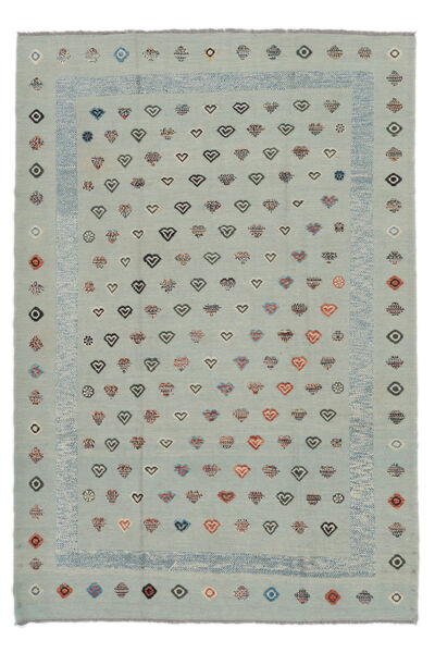  キリム Nimbaft 絨毯 202X295 モダン 手織り 濃いグレー/深緑色の (ウール, アフガニスタン)