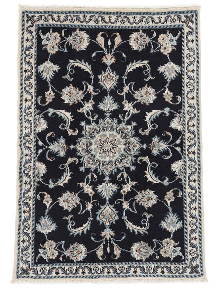  ナイン 絨毯 85X127 オリエンタル 手織り 黒 (ウール, ペルシャ/イラン)