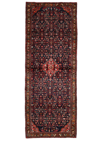 115X310 絨毯 オリエンタル ハマダン 絨毯 廊下 カーペット 黒/深紅色の (ウール, ペルシャ/イラン)