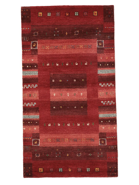 絨毯 ギャッベ Loribaft 87X160 深紅色の/黒 (ウール, インド)