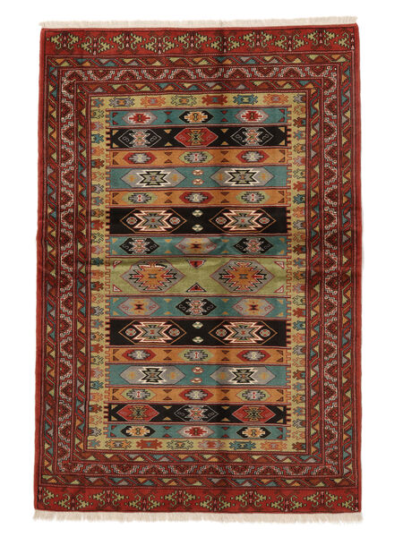 128X193 絨毯 オリエンタル トルクメン 絨毯 黒/深紅色の (ウール, ペルシャ/イラン)
