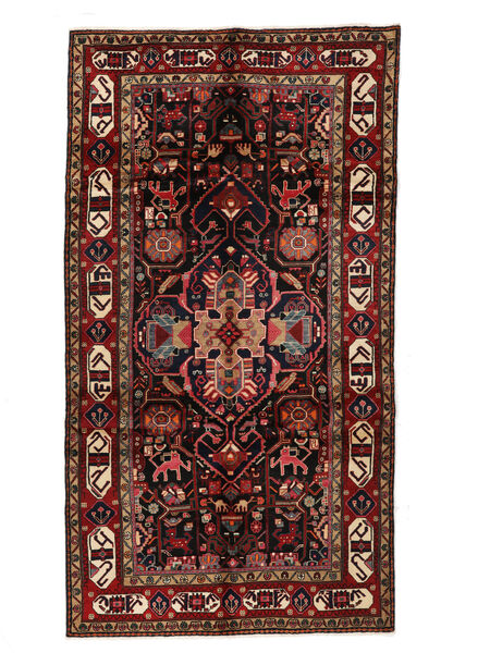 151X280 絨毯 ハマダン 絨毯 オリエンタル 手織り 黒/深紅色の (ウール, ペルシャ/イラン)