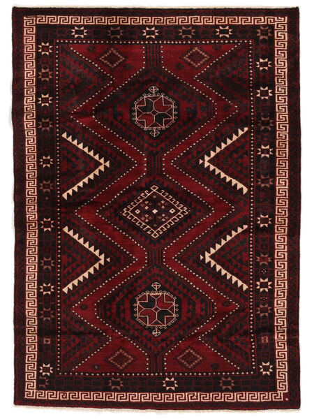 180X253 絨毯 ロリ 絨毯 オリエンタル 手織り 黒/深紅色の (ウール, ペルシャ/イラン)