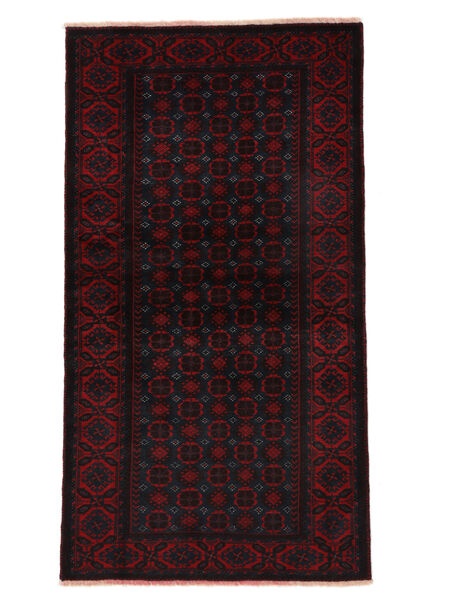 絨毯 手織り バルーチ 絨毯 98X180 黒/深紅色の (ウール, ペルシャ/イラン)