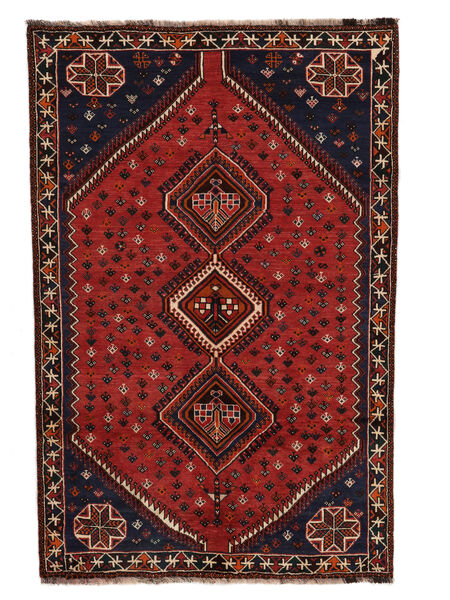 絨毯 シラーズ 絨毯 159X238 黒/深紅色の (ウール, ペルシャ/イラン)