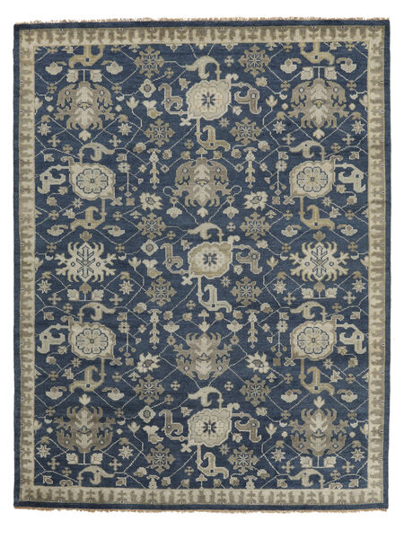 ウサク インド 絨毯 278X363 ウール 絨毯 黒/深緑色の 大 絨毯 