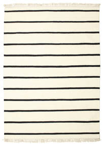 絨毯 手織り ドリ Stripe 絨毯 - 白色/黒 140X200 白色/黒 (ウール, インド)