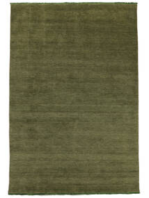  ハンドルーム Fringes - グリーン 絨毯 200X300 モダン 黒/深緑色の (ウール, インド)