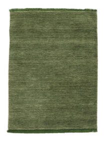  100X160 単色 小 ハンドルーム Fringes 絨毯 - グリーン ウール, 