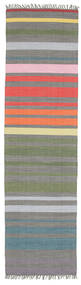  Rainbow Stripe - グレー 絨毯 80X300 モダン 手織り 廊下 カーペット 濃いグレー/薄い灰色 (綿, インド)