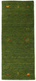  ギャッベ ルーム Frame - グリーン 絨毯 80X200 モダン 廊下 カーペット 深緑色の (ウール, インド)