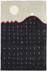  Landing 絨毯 135X195 モダン 手織り 紺色の/薄い灰色 (ウール, インド)