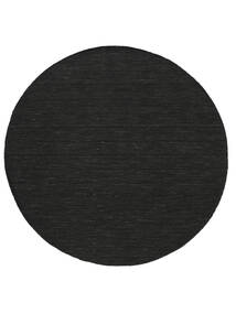  キリム ルーム - 黒 絨毯 Ø 250 モダン 手織り ラウンド 黒/ベージュ 大きな (ウール, インド)