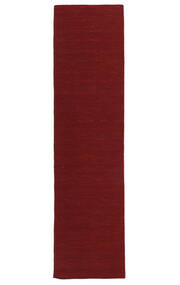  キリム ルーム - 深紅色の 絨毯 80X400 モダン 手織り 廊下 カーペット 深紅色の/ベージュ (ウール, インド)